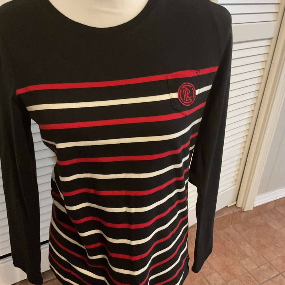 Ralph Lauren Black and Red Striped Top - Picture 2 of 3